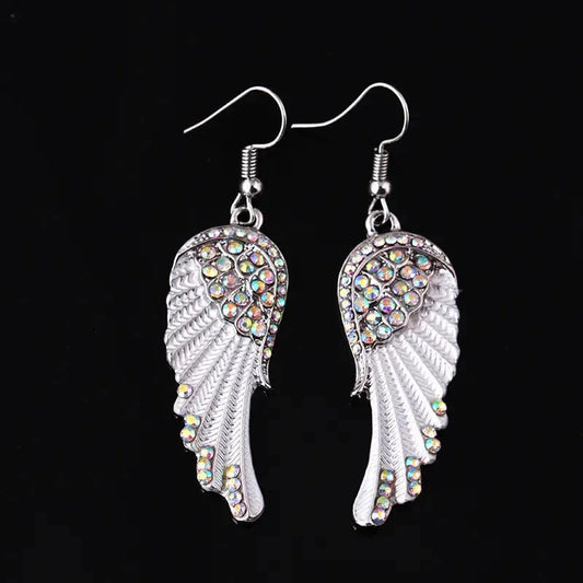 "Dazzling Rhinestone Angel Wings Earrings - Exquisite Jewelry for Elegant Women and Girls"