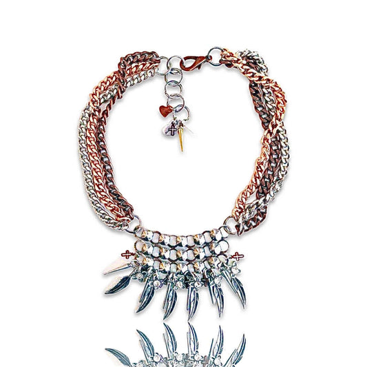 "Swarovski Crystal Choker Necklace: Stunning Boho Jewelry with Charms and Burnished Gold"