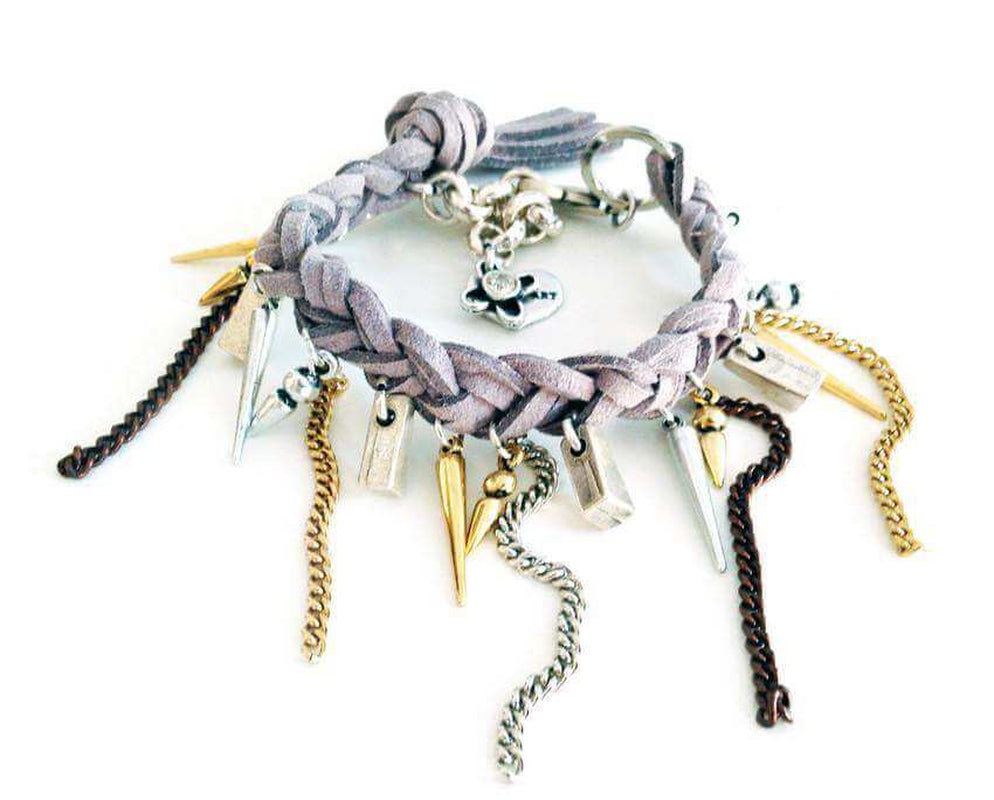 "Boho Chic Fringe Leather Bracelet with Swarovski Crystals - Trendy and Stylish!"