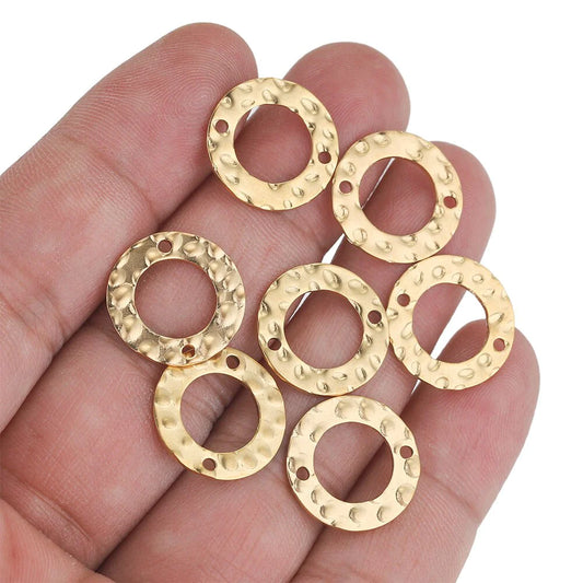 "Sparkle and Shine with 20Pcs Luxurious Gold Plated Double Hole Ring Charm Earrings Connectors for Exquisite Jewelry Making"