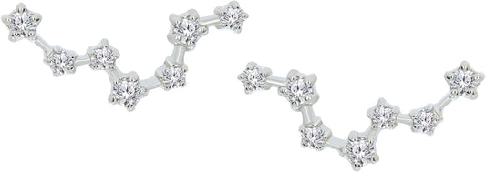 "Dazzling 1/5 Carat Diamond Constellation Earrings in Sterling Silver - a Stellar Choice!"
